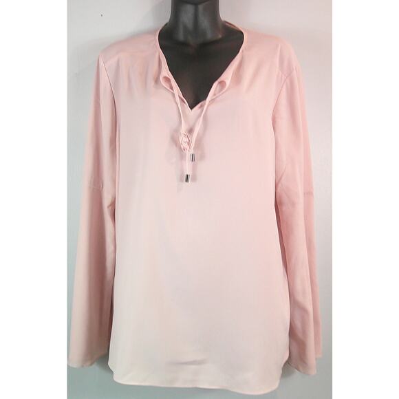 Ellen Tracy Long Bell Sleeve Blouse Women's Pink XL - Picture 1 of 5
